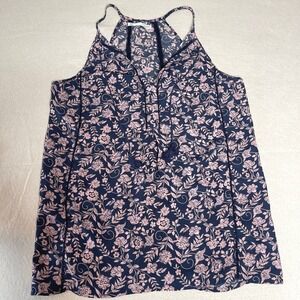 Maurices Blue Purple Floral Tassel Tank Top Women Large
